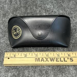 OG Ray-Ban Logo Sunglass CASE ONLY Black Leather Button Closure 6"